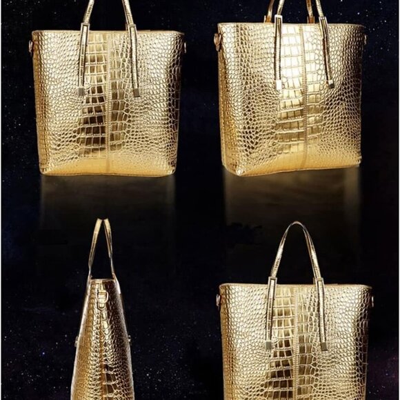 Women Handbag Set Leather Crocodile Pattern Tote Purse Wallet Shoulder Bags - Picture 3 of 7